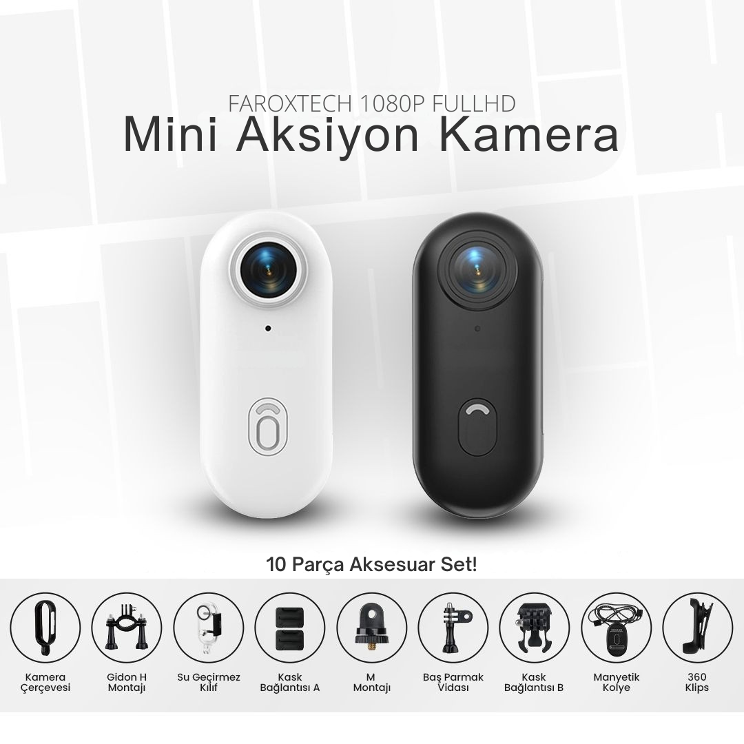 1080p POV Aksiyon Kamerası - Su Geçirmez - WiFi - 10 Parça Set !