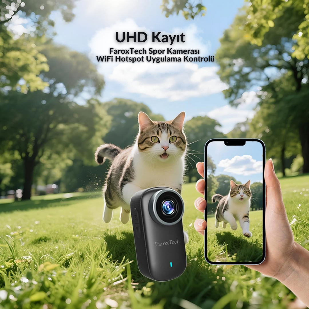 4K Ultra HD Spor & Aksiyon Kamerası – Su Geçirmez, WiFi Destekli, Geniş Açılı Lens, Uzun Pil Ömrü