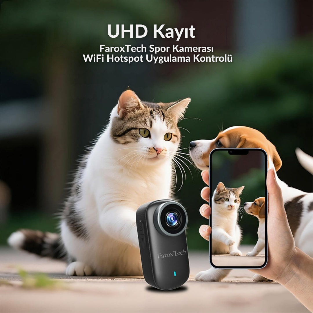 4K Ultra HD Spor & Aksiyon Kamerası – Su Geçirmez, WiFi Destekli, Geniş Açılı Lens, Uzun Pil Ömrü