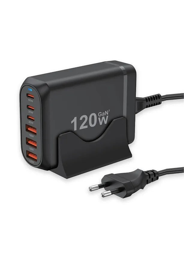 120W GaN³ Çoklu USB Hızlı Şarj Adaptörü | 6 Port PD & QC 3.0 Destekli Masaüstü Şarj Cihazı