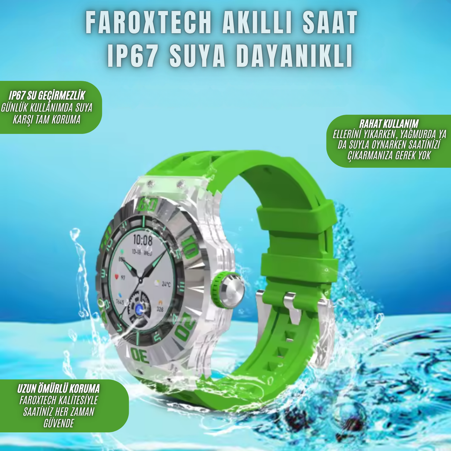 Akıllı Spor Saat – IP67 Suya Dayanıklı, Sağlık Takibi, Bluetooth Arama, Uzun Pil Ömrü