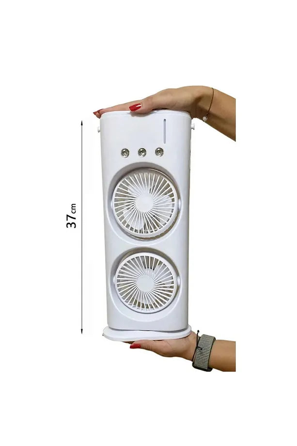 Taşınabilir Çift Fanlı Soğutucu | LED Işıklı ve Yüksek Hızlı Serinletme