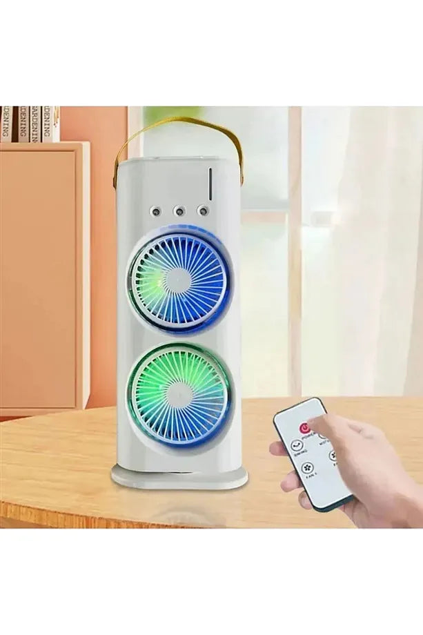Taşınabilir Çift Fanlı Soğutucu | LED Işıklı ve Yüksek Hızlı Serinletme