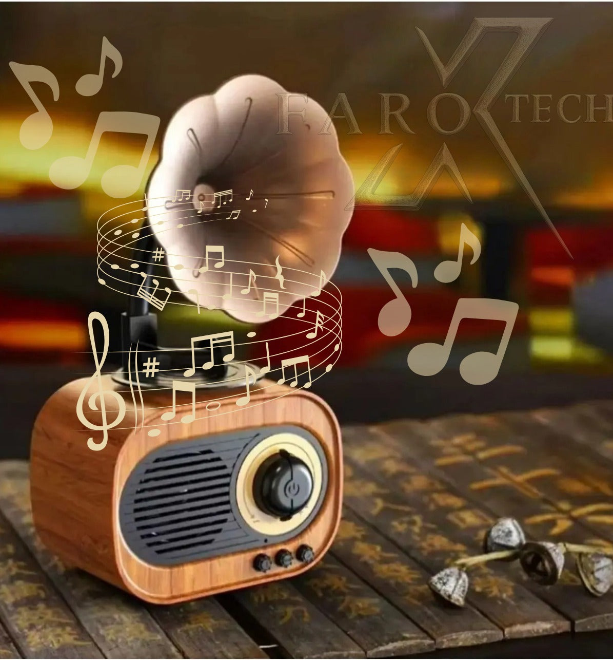 Retro Tasarımlı Hoparlörlü Gramofon | Kablosuz Müzik Çalar & Dekoratif Ses Sistemi