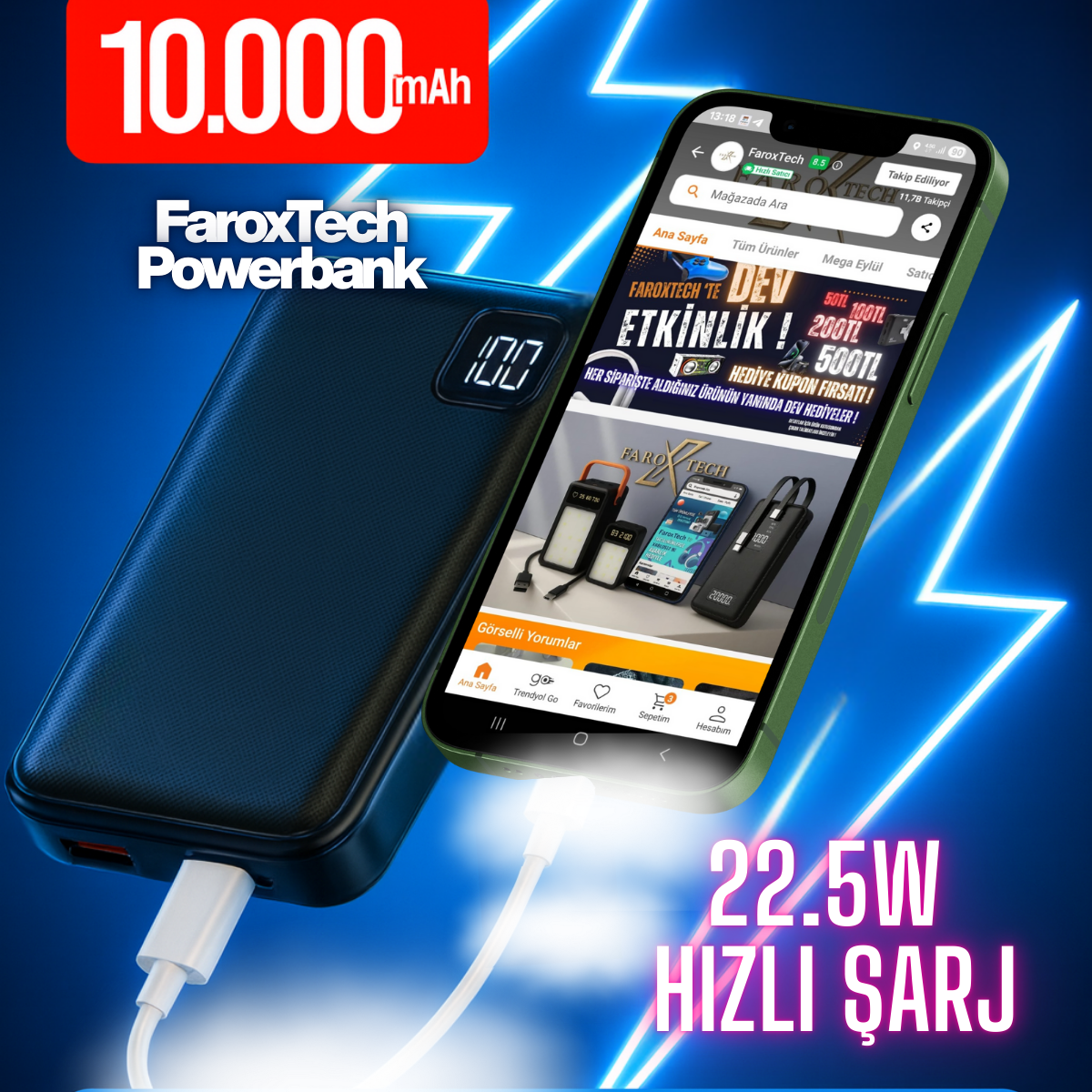Powerbank Koleksiyonu – 10.000 mAh’den 120.000 mAh’ye Kadar Hızlı Şarj Gücü