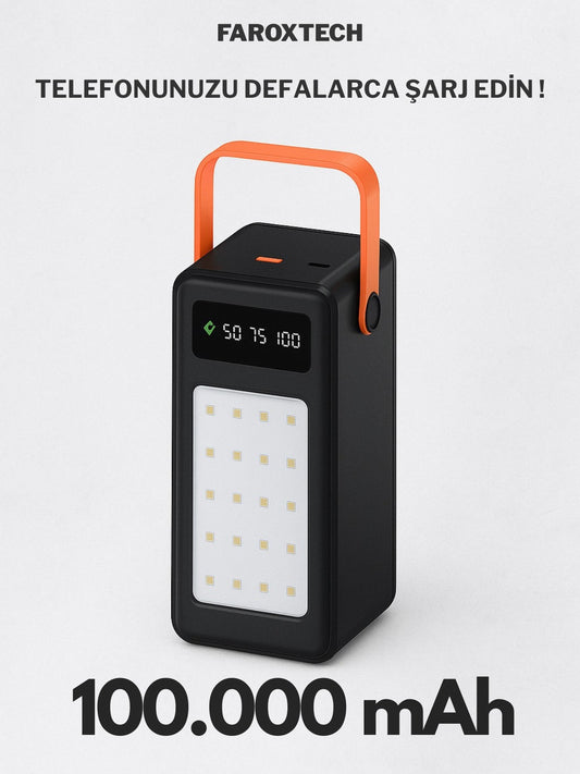 100000MAH Yüksek Kapasiteli LED Işıklı Hızlı Şarj Powerbank – Taşınabilir Şarj Cihazı