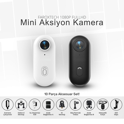 1080p POV Aksiyon Kamerası - Su Geçirmez - WiFi - 10 Parça Set !