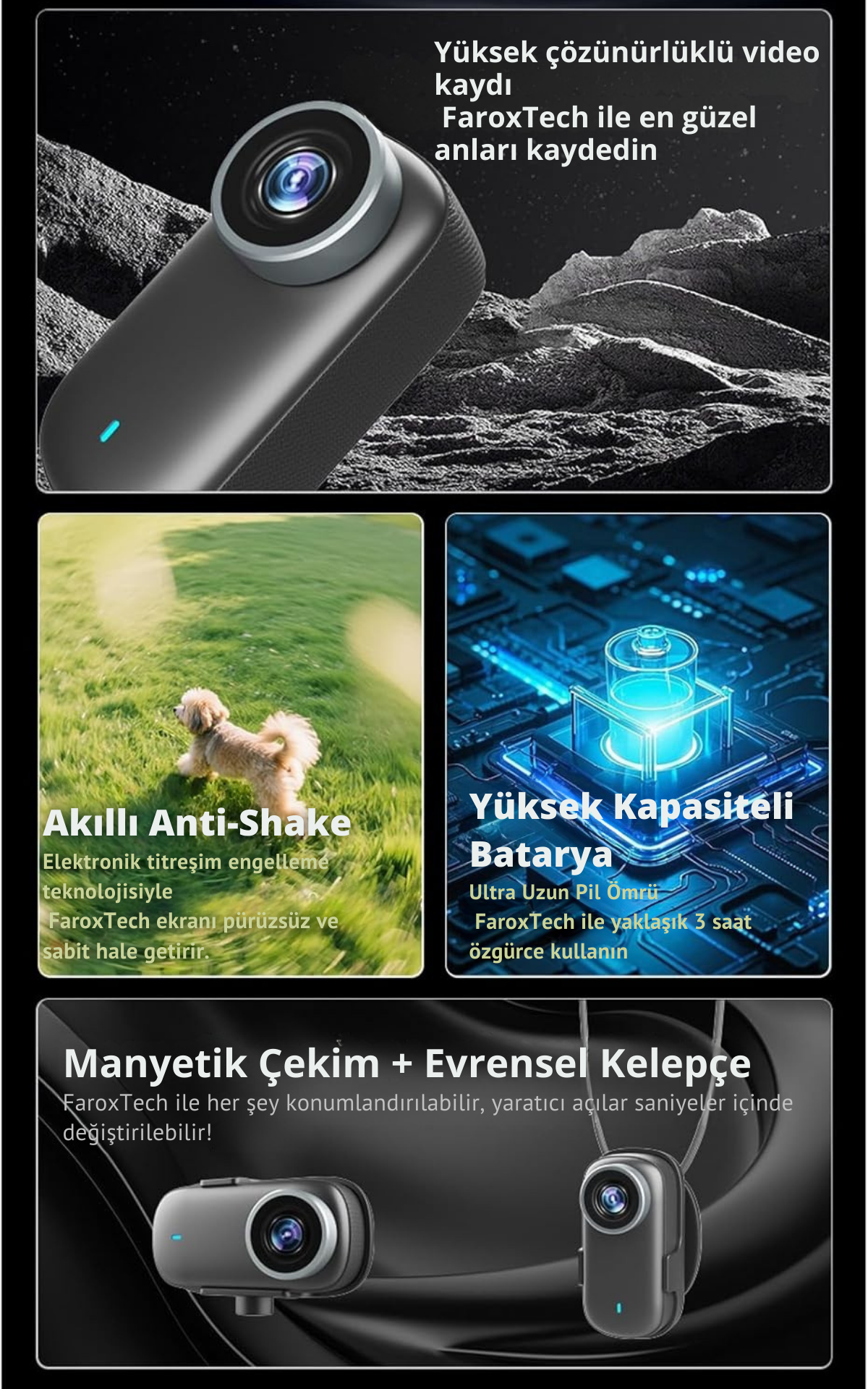 4K Ultra HD Spor & Aksiyon Kamerası – Su Geçirmez, WiFi Destekli, Geniş Açılı Lens, Uzun Pil Ömrü
