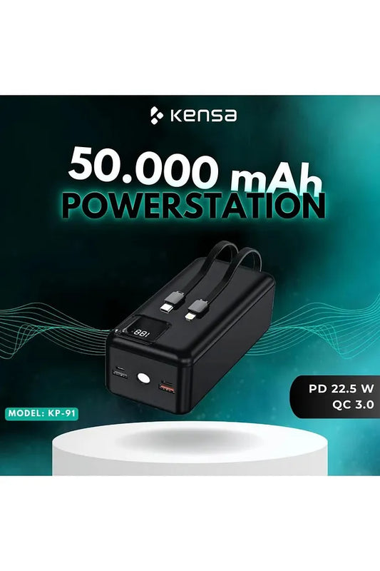 50.000mAh Solar Şarjlı Taşınabilir Powerbank | LED Ekranlı Yüksek Kapasiteli Harici Batarya