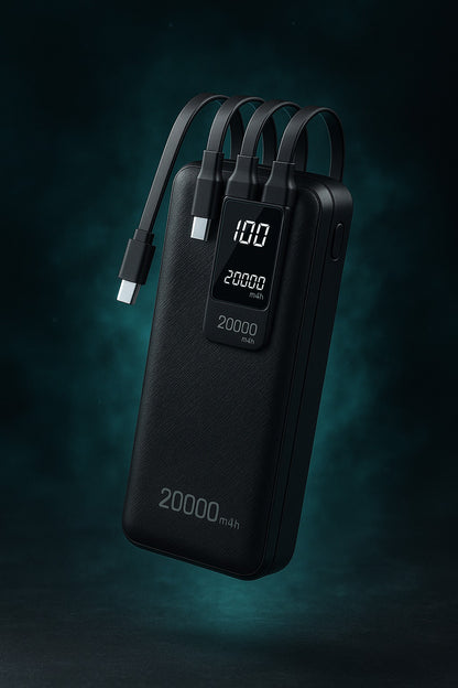 20.000mAh Solar Şarjlı Taşınabilir Powerbank | LED Ekranlı Kompakt Harici Batarya