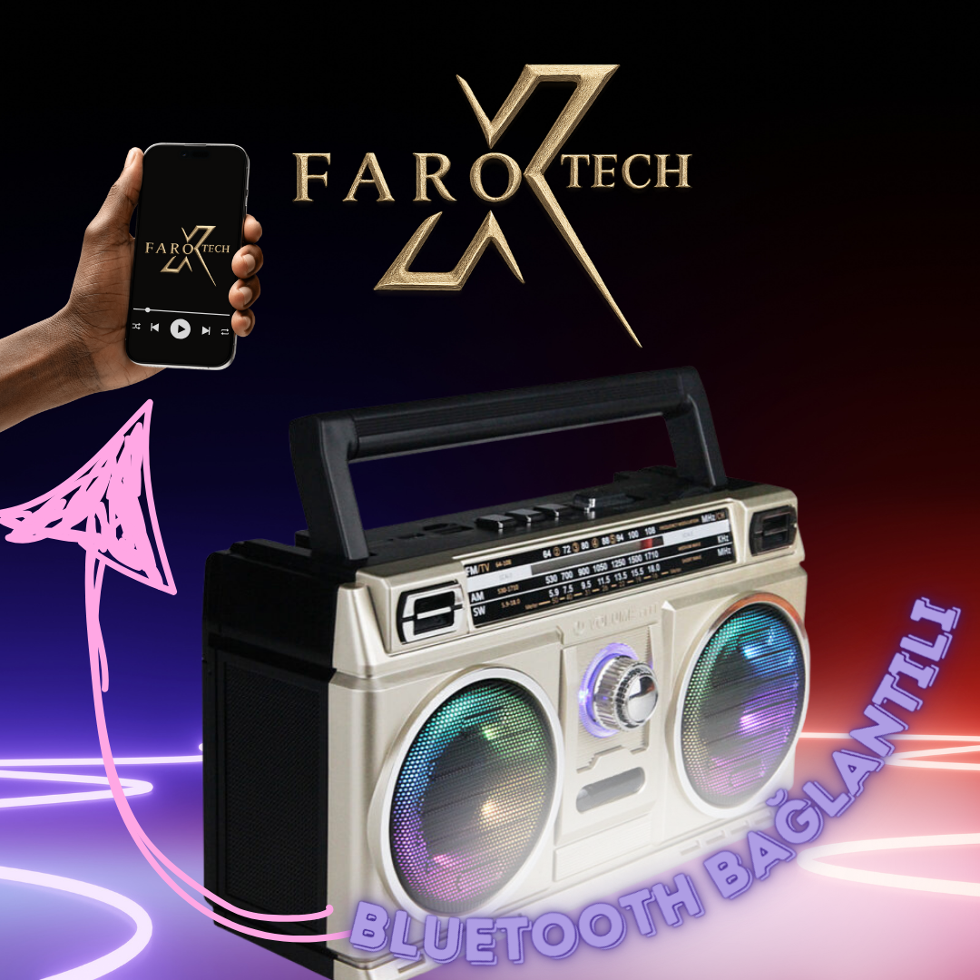 Nostaljik Radyo | Bluetooth | RGB | Telefon - Bilgisayar Bağlantı | Şarjlı | FM/TV/AM/SW