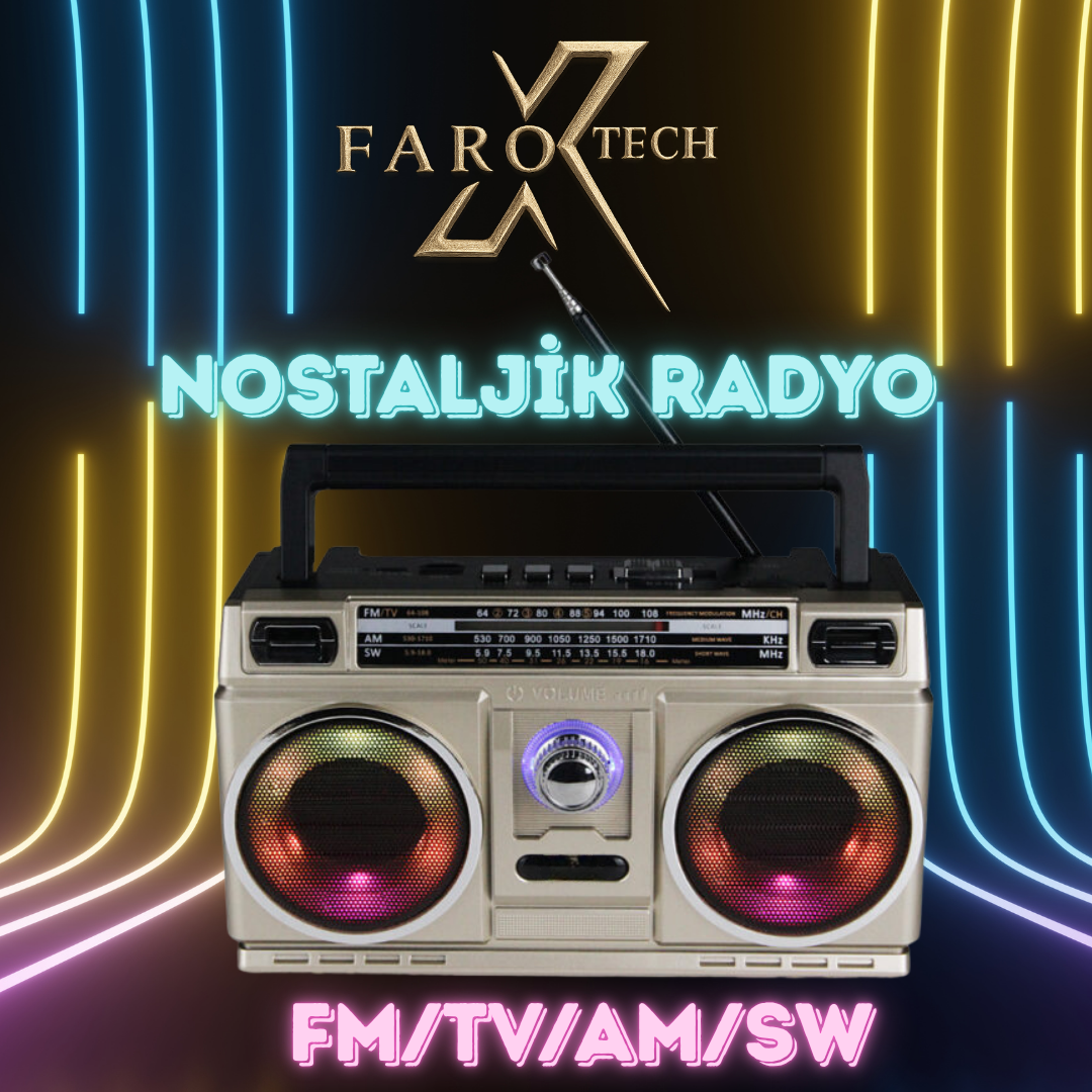 Nostaljik Radyo | Bluetooth | RGB | Telefon - Bilgisayar Bağlantı | Şarjlı | FM/TV/AM/SW