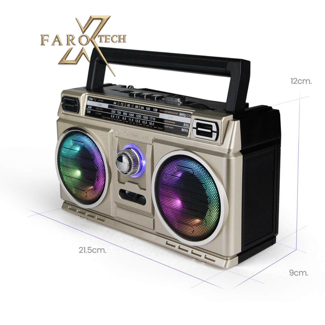 Nostaljik Radyo | Bluetooth | RGB | Telefon - Bilgisayar Bağlantı | Şarjlı | FM/TV/AM/SW