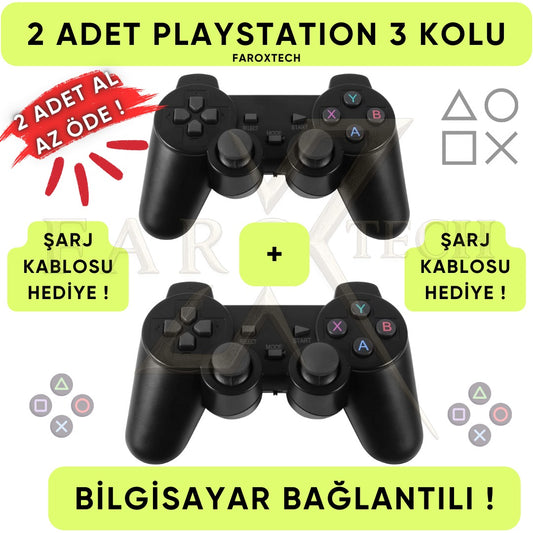 Playstation 3 DualShock 3 Kablosuz Oyun Kolu (2’li Set) – KABLO HEDİYELİ !
