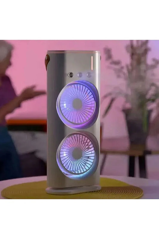 Taşınabilir Çift Fanlı Soğutucu | LED Işıklı ve Yüksek Hızlı Serinletme