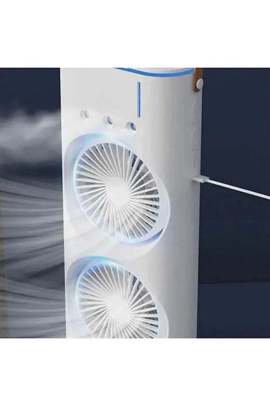 Taşınabilir Çift Fanlı Soğutucu | LED Işıklı ve Yüksek Hızlı Serinletme