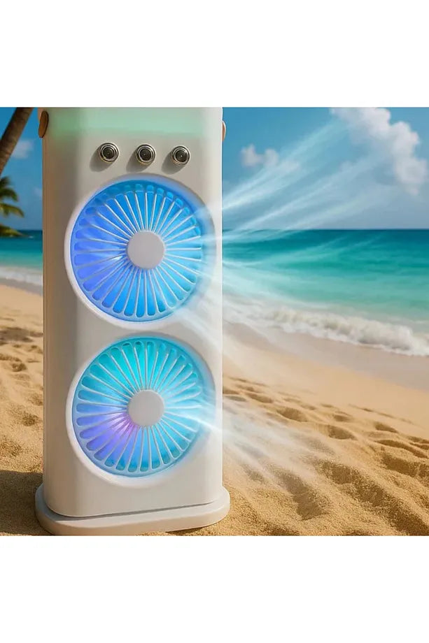 Taşınabilir Çift Fanlı Soğutucu | LED Işıklı ve Yüksek Hızlı Serinletme