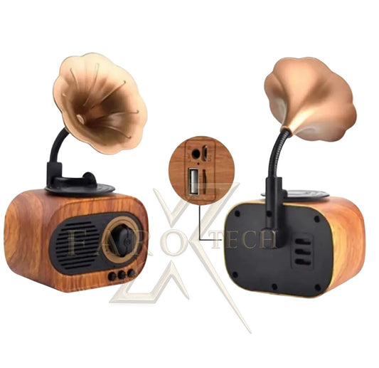 Retro Tasarımlı Hoparlörlü Gramofon | Kablosuz Müzik Çalar & Dekoratif Ses Sistemi