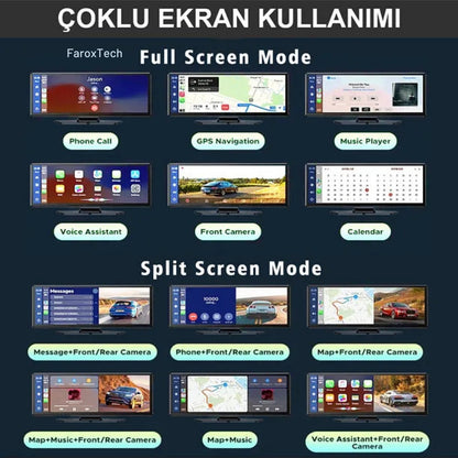 UHD 4K 360° Döner Lensli Araç Kamerası – İç/Dış Mod, Mikrofonlu