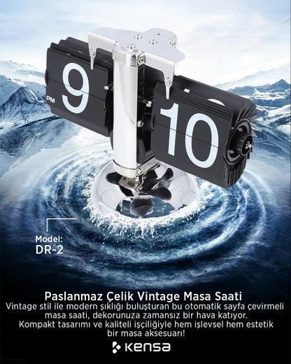 Modern Tasarım Yaprak Saat | Şık Retro Flip Clock Masa Saati