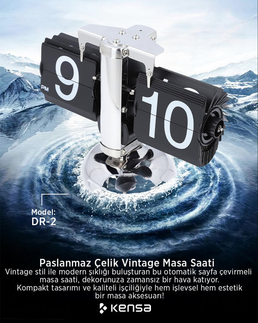 Modern Tasarım Yaprak Saat | Şık Retro Flip Clock Masa Saati