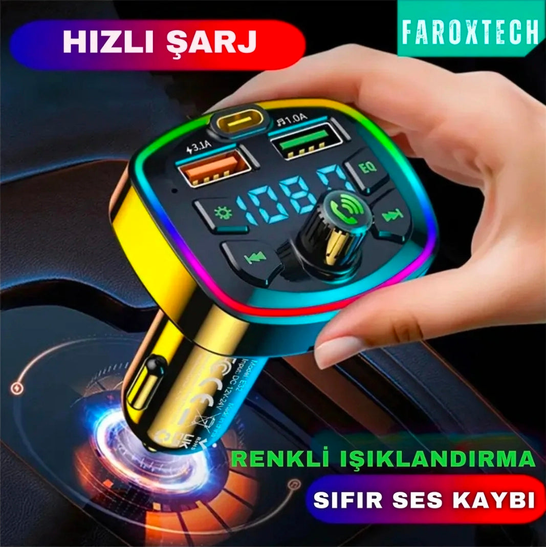 Bluetooth FM Transmitter Araba Çakmaklık | Hızlı Şarj