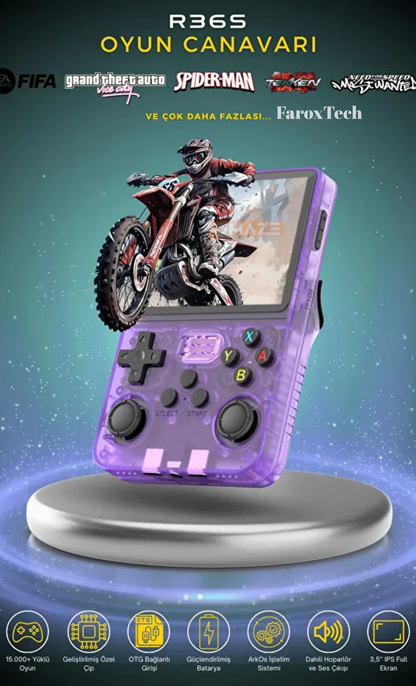 R36S Oyun Canavarı | 15.000+ Yüklü Oyun | HD IPS Ekran | Retro El Konsolu