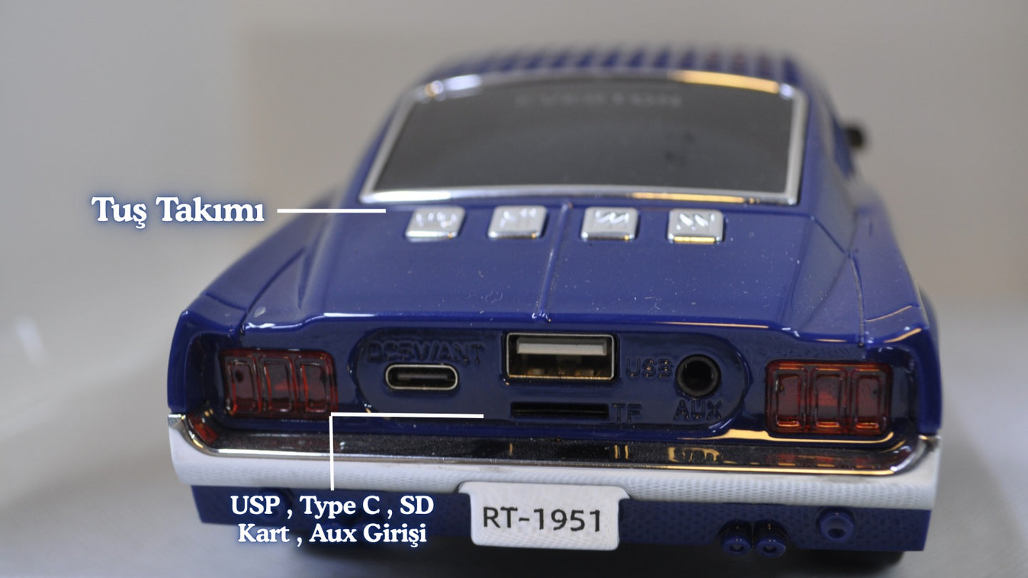 Bluetooth Araba Modeli Hoparlör | USB, SD Kart, Aux, Güçlü Ses Çıkışı | Klasik Araba